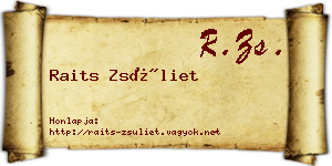 Raits Zsüliet névjegykártya